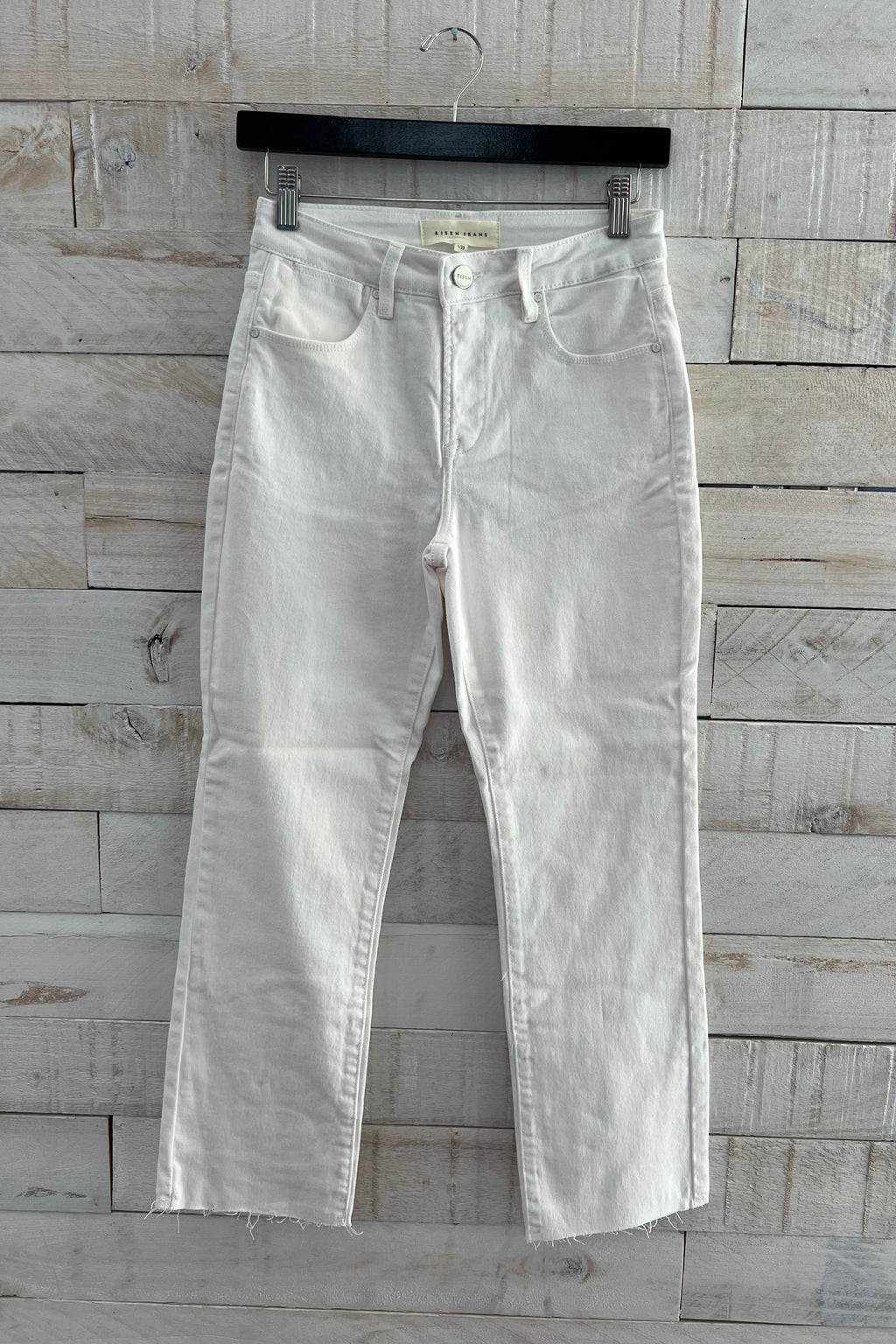 Mid Rise Crop Straight Jeans- White