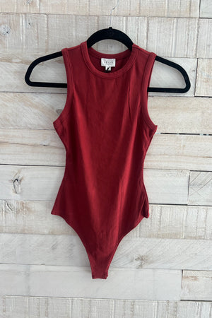 Round Neck Bodysuit- Burgundy