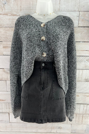 Button Down Sweater- Black/Grey