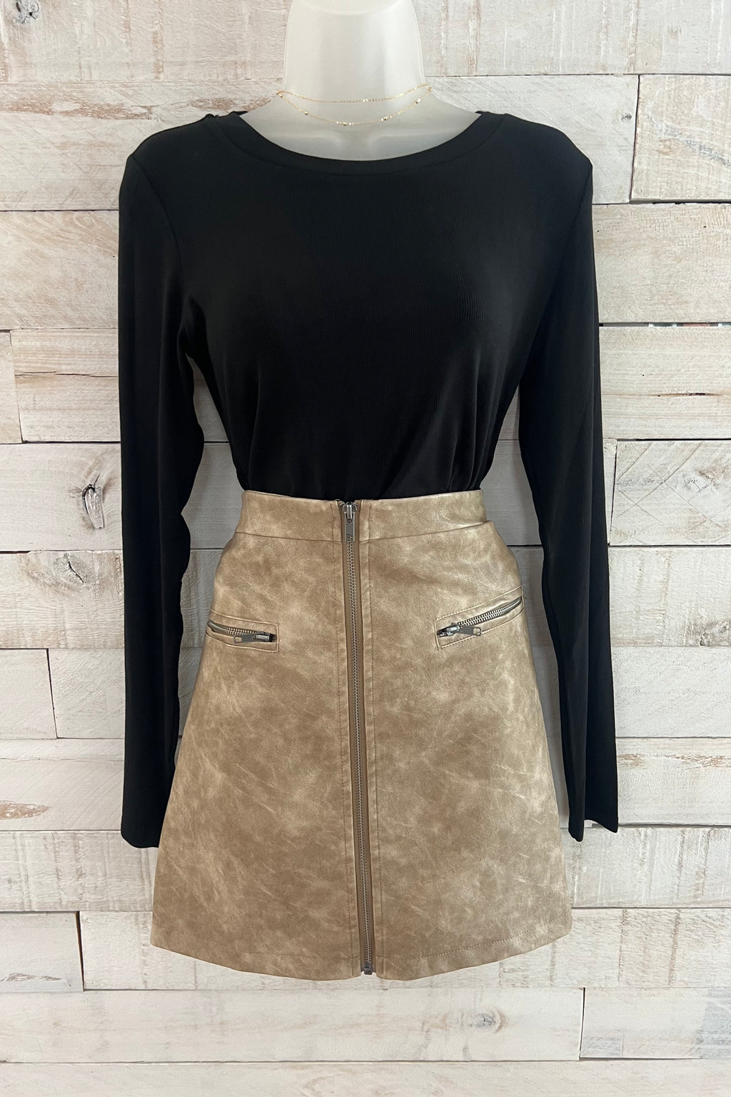 Leather Mini Skirt- Mocha