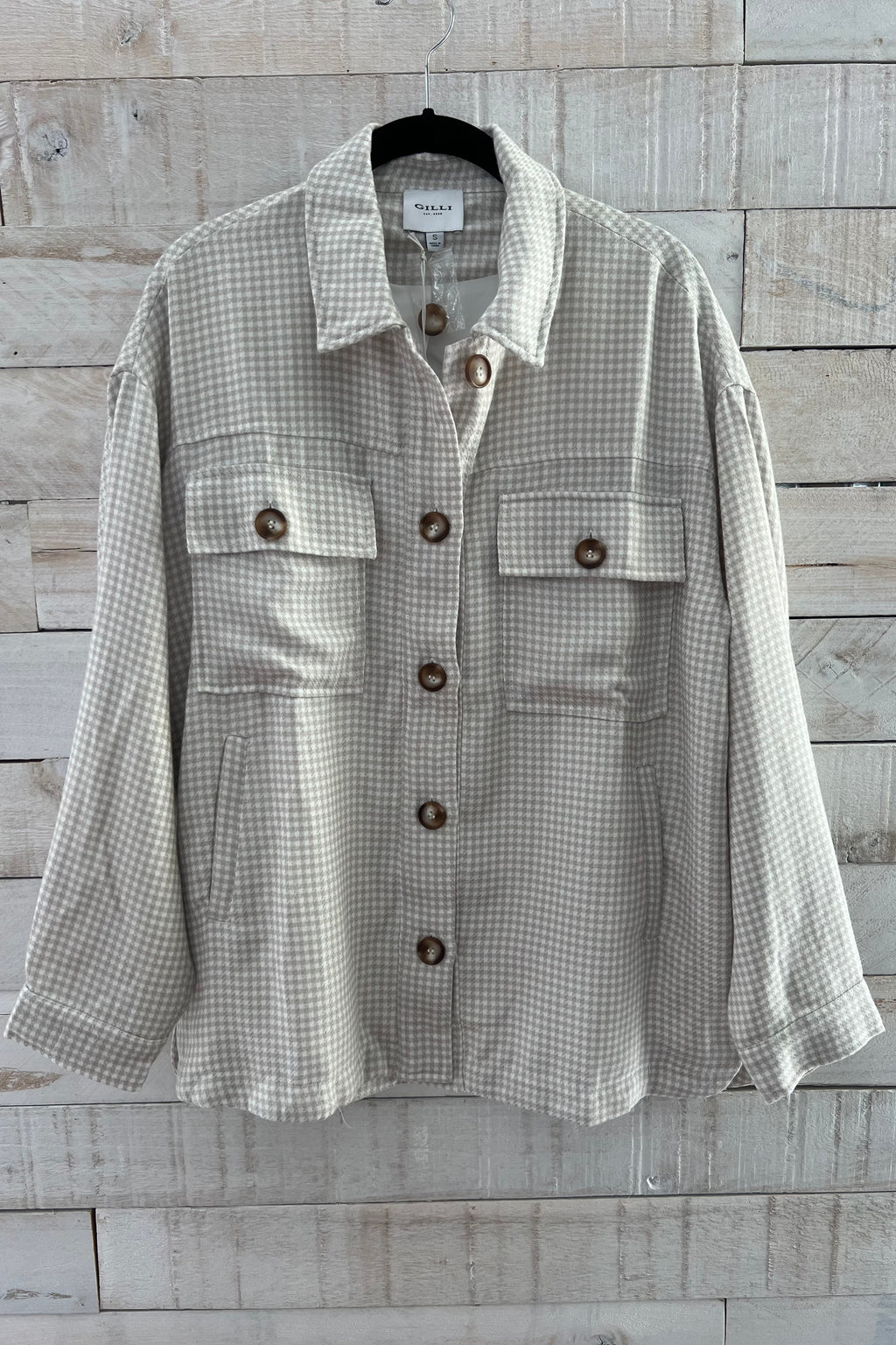 Plaid Oversized Shacket- Taupe