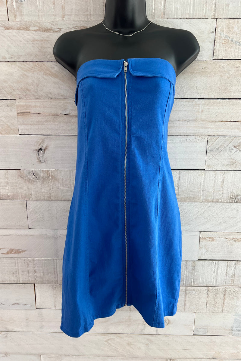 Fitted Tube Dress- Blue