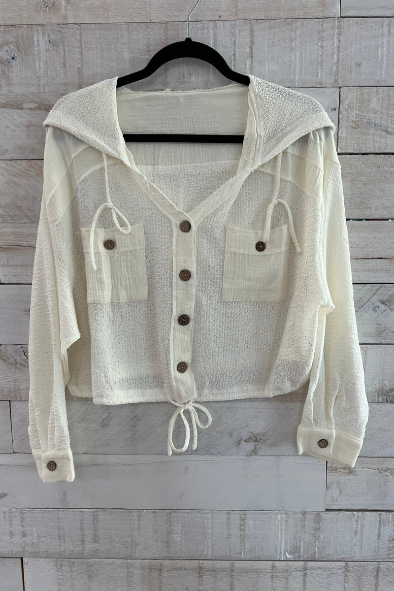 Lightweight Hooded Top- Ivory