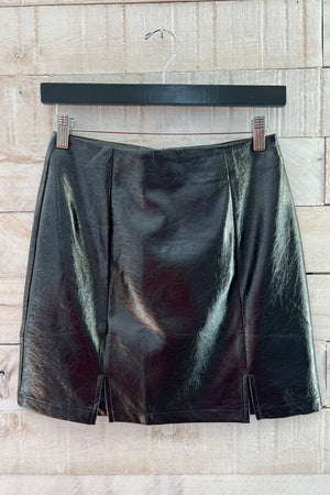 Side Slit Mini Skirt- Black