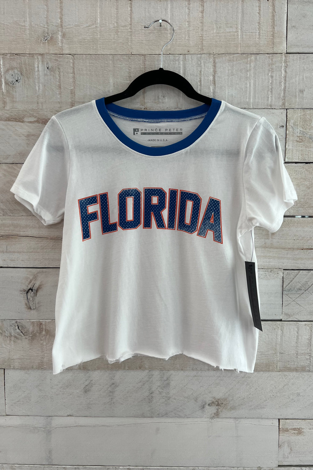 Florida Distressed Crop Top- White