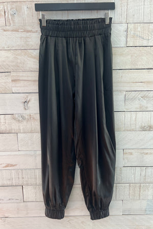 Satin Jogger Pants- Black