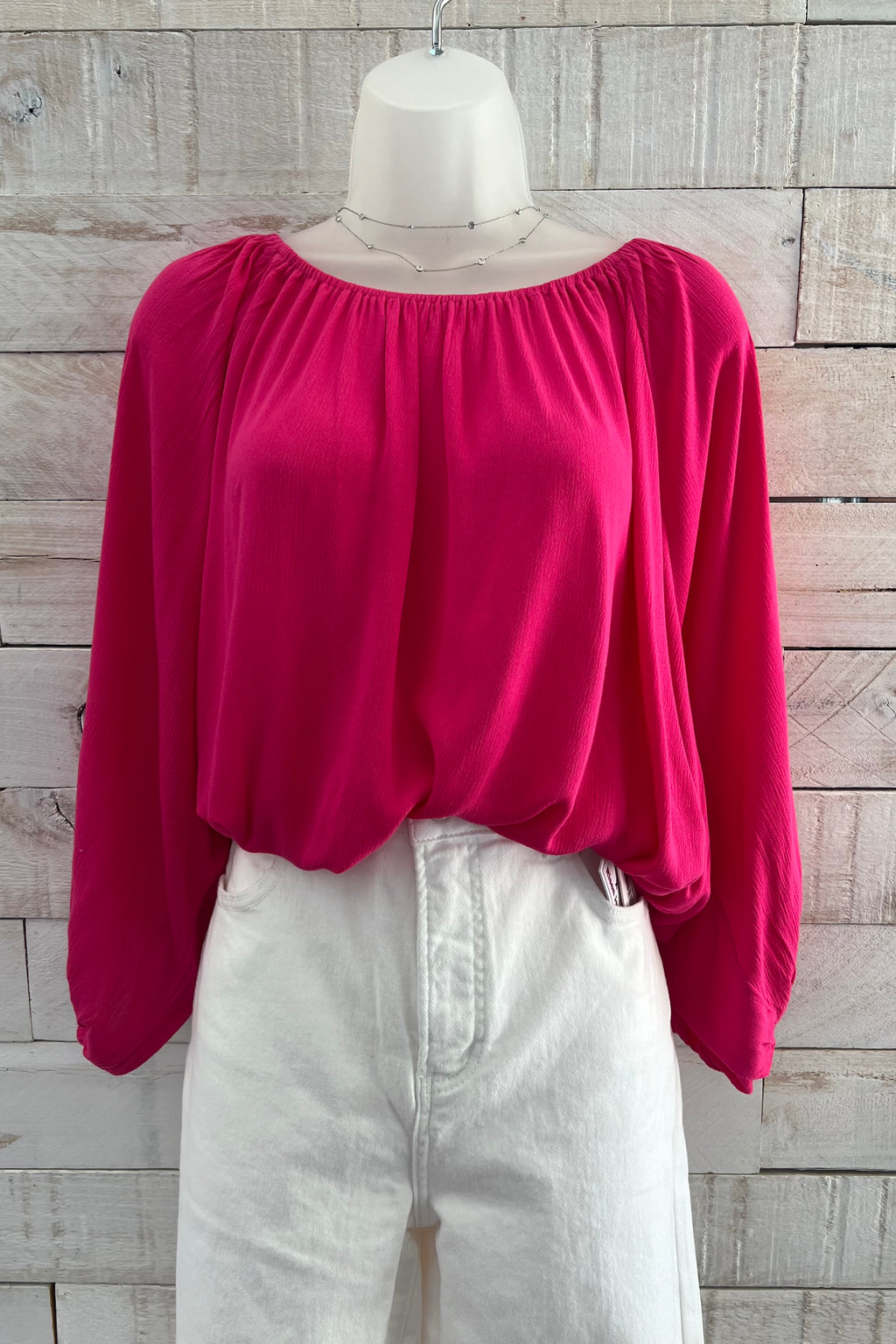 OTS Balloon Sleeve Top- Pink