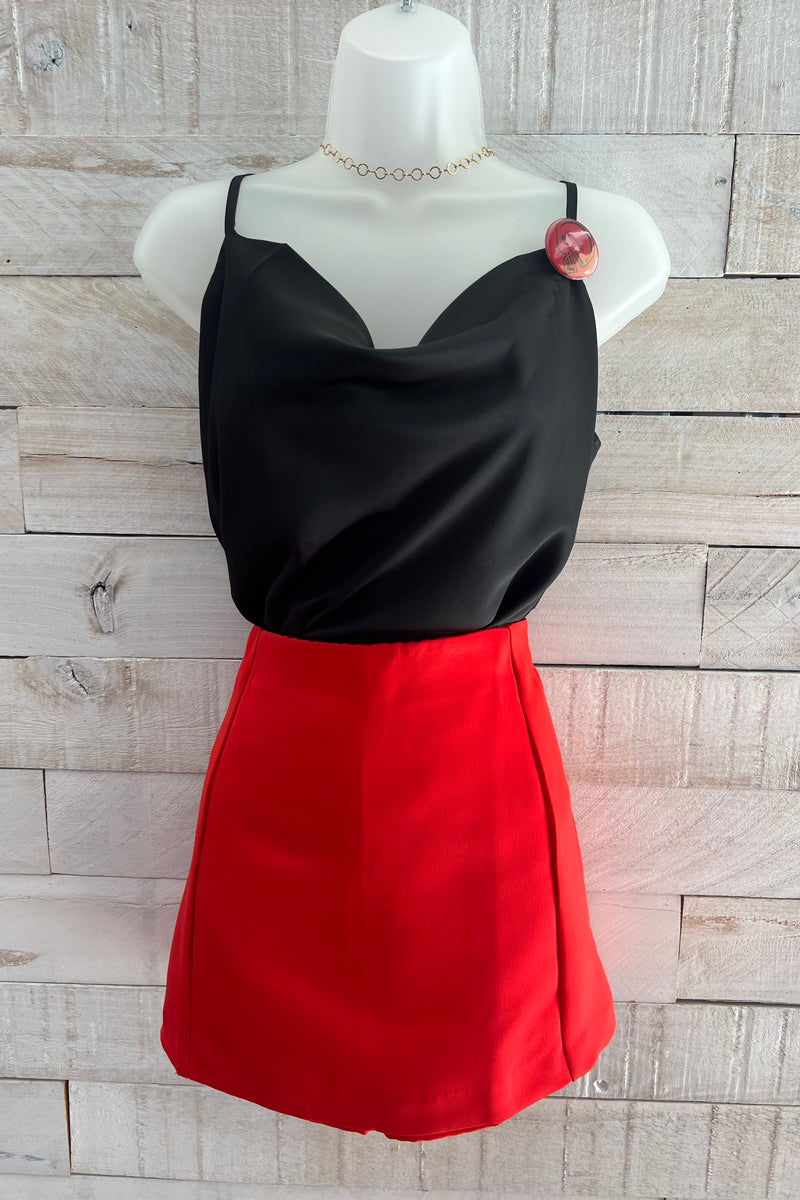 High Waisted Skort- Red