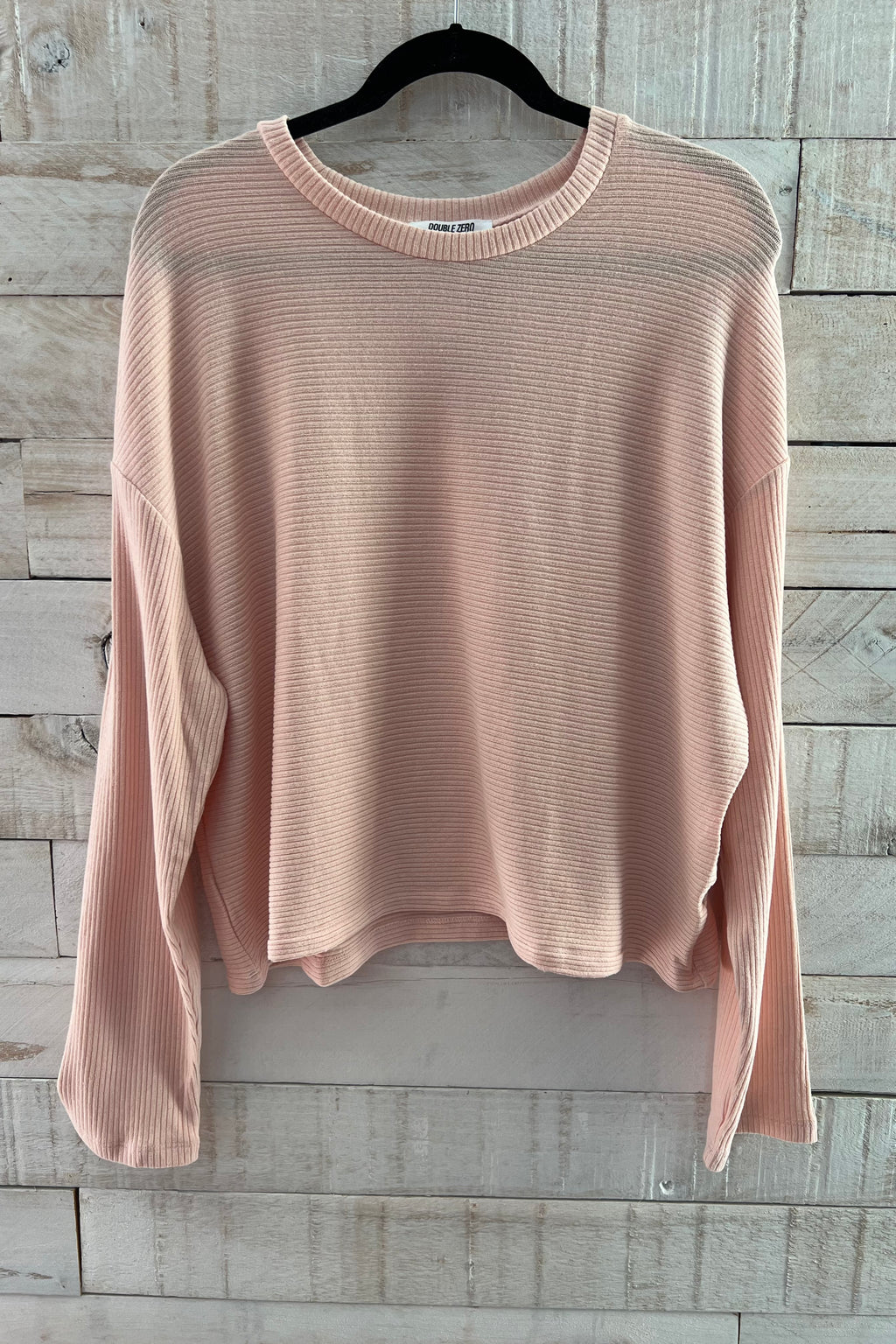 Ribbed Drop Shoulder Top- Pink