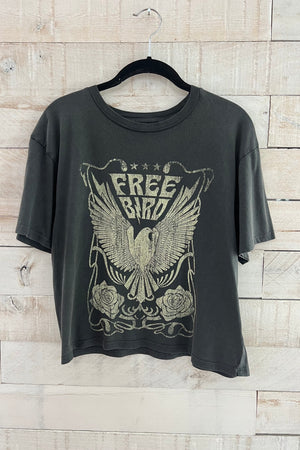 Free Bird Graphic Tee- Charcoal