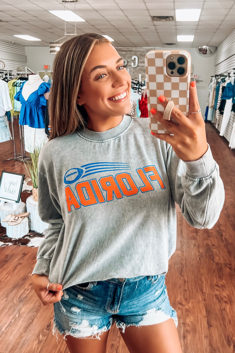 Florida Graphic Sweatshirt- Mineral Grey