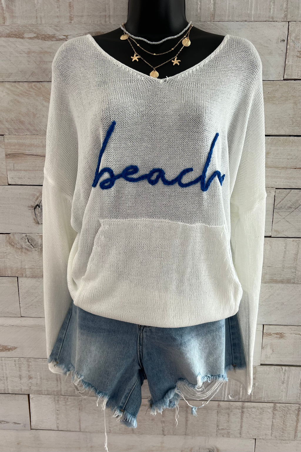 Light Weight Beach Sweater- White